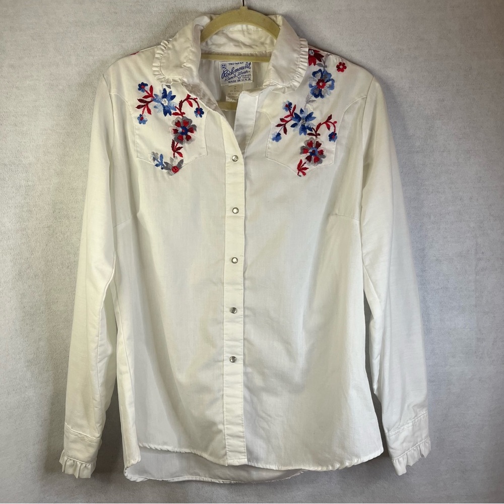 Rockmount Ranch Wear Women's Rare Vintage‎ Western Shirt. White Sz 38 NWOT Rodeo